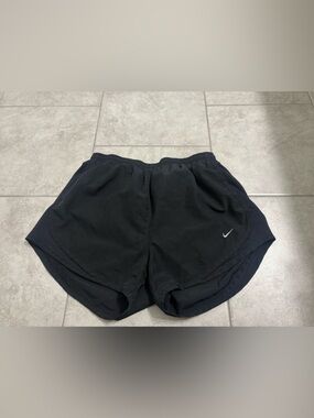 Nike Black Athletic Running Shorts with White Swoosh